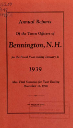 Annual reports of the Town of Bennington, New Hampshire 1939_cover