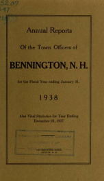 Annual reports of the Town of Bennington, New Hampshire 1938_cover