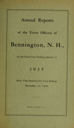 Annual reports of the Town of Bennington, New Hampshire 1935_cover