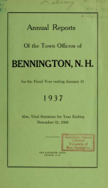 Annual reports of the Town of Bennington, New Hampshire 1937_cover