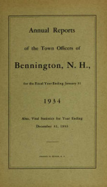 Annual reports of the Town of Bennington, New Hampshire 1934_cover