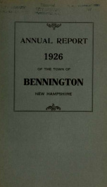 Annual reports of the Town of Bennington, New Hampshire 1926_cover