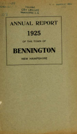 Annual reports of the Town of Bennington, New Hampshire 1925_cover