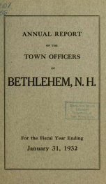 Annual report Town of Bethlehem, New Hampshire 1932_cover