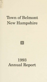 Town of Belmont, New Hampshire : annual report 1993_cover