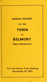 Town of Belmont, New Hampshire : annual report 1971_cover