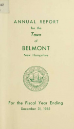 Town of Belmont, New Hampshire : annual report 1965_cover