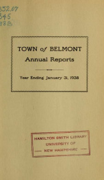 Town of Belmont, New Hampshire : annual report 1938_cover