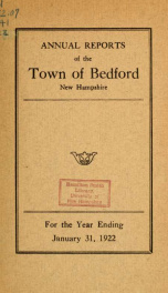 Annual report for the Town of Bedford, New Hampshire 1922_cover