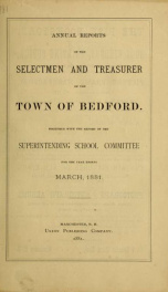 Annual report for the Town of Bedford, New Hampshire 1881_cover