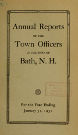 Annual report of the Town of Bath, New Hampshire 1931_cover