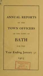 Annual report of the Town of Bath, New Hampshire 1923_cover