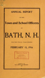 Annual report of the Town of Bath, New Hampshire 1916_cover