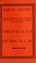 Annual report of the Town of Bath, New Hampshire 1904_cover