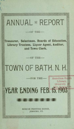 Annual report of the Town of Bath, New Hampshire 1903_cover