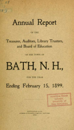 Annual report of the Town of Bath, New Hampshire 1899_cover