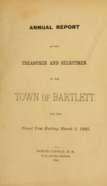 Annual report Town of Bartlett, New Hampshire 1885_cover
