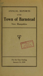 Annual reports of the Town of Barnstead, New Hampshire 1933_cover