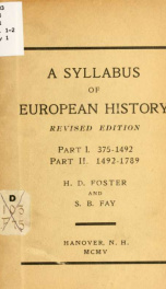 A syllabus of European history from the German invasions to the French revolution_cover