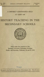 A district conference held at Gary on history teaching in the secondary schools_cover