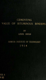 The cementing value of bituminous binders_cover