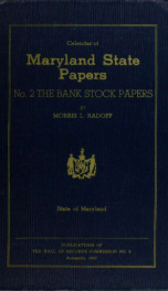 Calendar of Maryland state papers : no. 2 the bank stock papers_cover