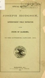 Special report of Joseph Hodgson, superintendent public instruction ... January, 1871_cover
