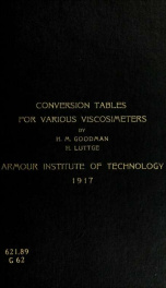 Conversion tables for various viscosimeters using the Saybolt universal viscosimeter as the standard_cover