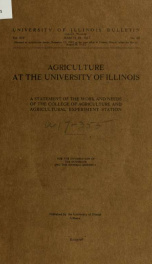 Agriculture at the University of Illinois;_cover