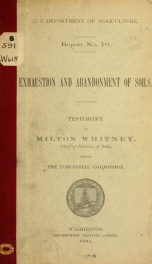 Exhaustion and abandonment of soils. Testimony of Milton Whitney ... before the Industrial commission_cover