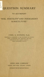 Question summary to accompany "Soil fertility and permanent agriculture,"_cover