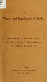 The vitality and germination of seeds .._cover