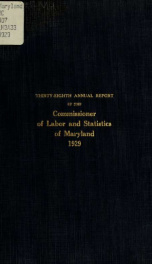 Annual report of the Commissioner of Labor and Statistics of Maryland 1929_cover
