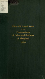 Annual report of the Commissioner of Labor and Statistics of Maryland 1926_cover