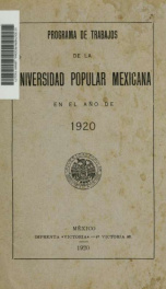 Programa de trabajos de la Universidad Popular Mexicana en el año 1920_cover