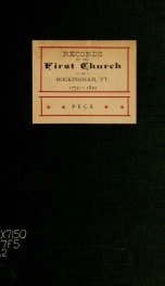 Records of the First church of Rockingham, Vermont : from its organization, October 27, 1773, to September 25, 1839_cover