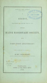 Love to the church : a sermon delivered at Bangor, June 28, 1848, before the Maine Missionary Society, at its forty-first anniversary_cover