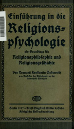 Einführung in die Religionspsychologie als Grundlage für Religionsphilosophie und Religionsgeschichte_cover