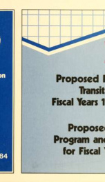 Proposed five-year transit program fiscal years ... Proposed annual program and budget for fiscal years ... 1985-1989_cover
