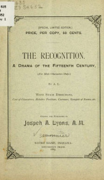 The recognition A drama of the Fifteenth Century_cover