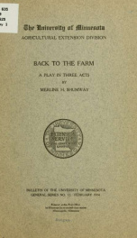 Back to the farm; a play in three acts_cover