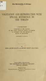 Vegetation and reproduction with special reference to the tomato .._cover