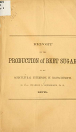 Report on the production of beet sugar as an agricultural enterprise in Massachusetts_cover