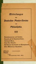 Mitteilungen des Deutschen Pionier-vereins von Philadelphia : die Enstehung und Entwickelung der Sängerfeste in den Nordöstlichen Staaten 18_cover