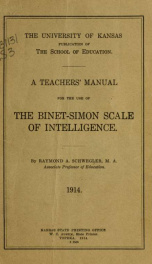 A teachers' manual for the use of the Binet-Simon scale of intelligence_cover