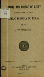 Manual and course of study; elementary grades, public schools of Texas, 1919_cover