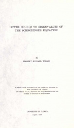 Lower bounds to eigenvalues of the Schrödinger equation_cover