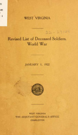 Revised list of deceased soldiers, World War, January l, 1922. West Virginia_cover