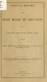 Special report of the State board of education for the scholastic year ending August 31, 1883, being the ninth report from the Department of education of the state of Texas_cover