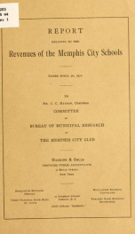 Report relating to the revenues of the Memphis city schools, dated April 30, 1910_cover